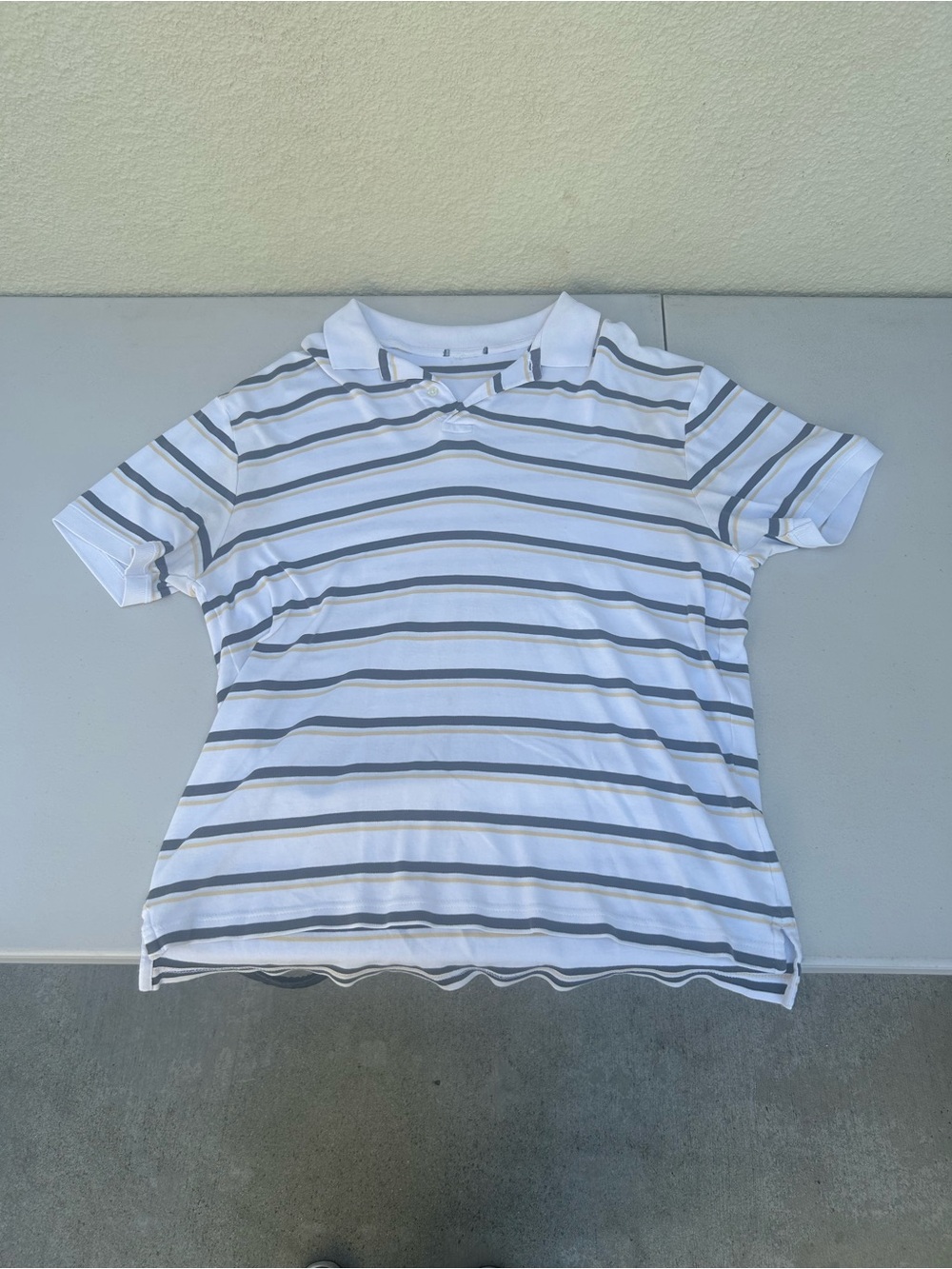 Men's White Polo with Gray Stripe - Classic Casual